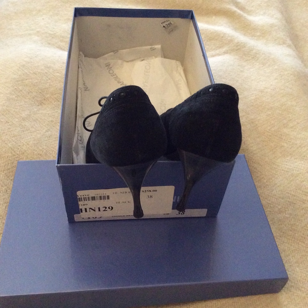 Women’s black suede high heal shoes. Lace-up. - Picture 4 of 5